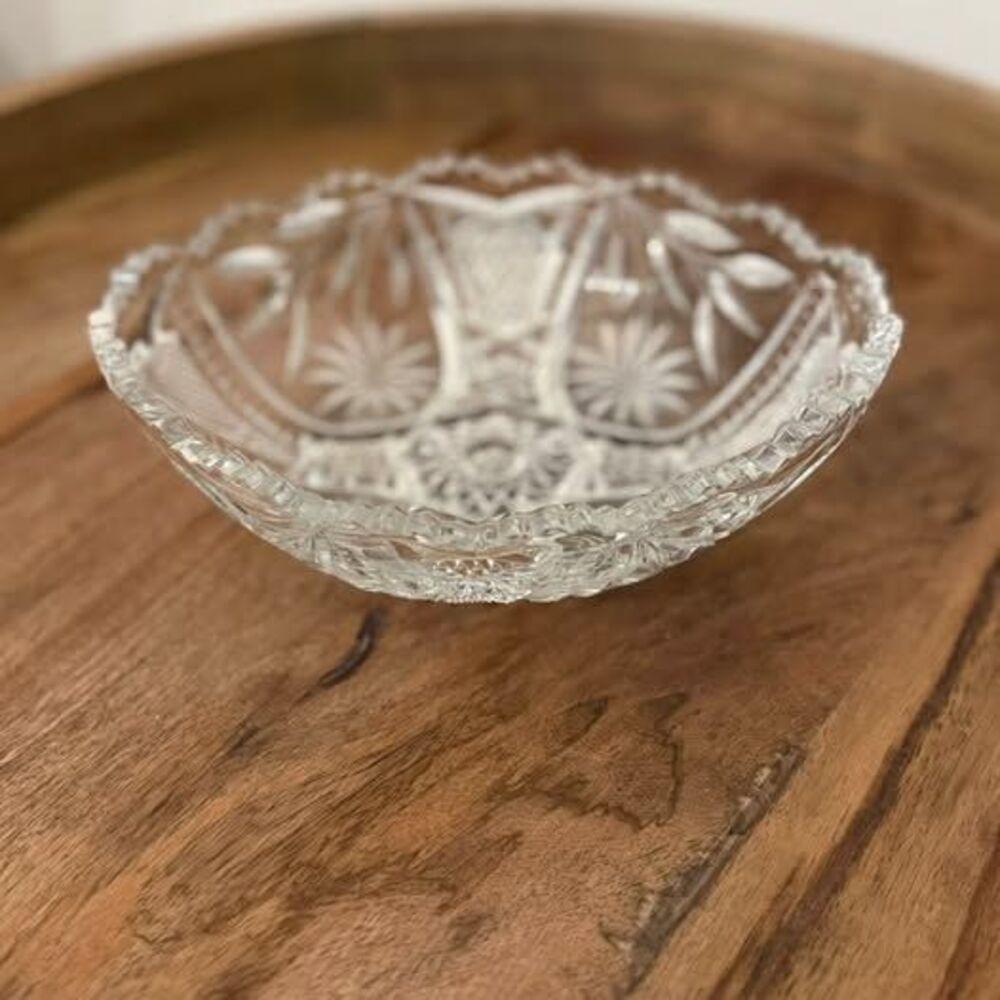 Vintage Cut Glass Starburst Bowl